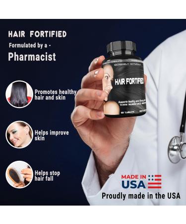 HAIR FORTIFIED Hair Growth Vitamins - Biotin 10000 Mcg Keratin & Silica Supplement for Fuller Thicker Hair | 60 Tablets - Buy Online on GoSupps.com