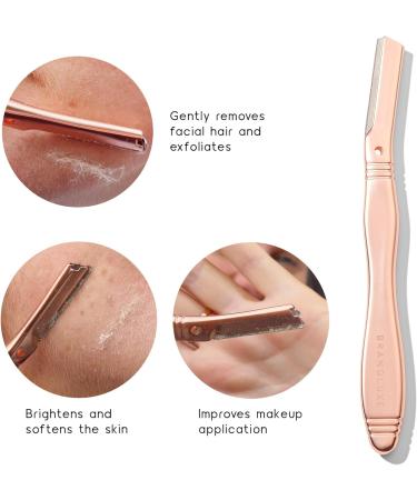 Brandluxe Dermaplaning Tool - Face & Eyebrow Shaping, Hair Removal & Exfoliation Razor (Rose Gold +2 Heads) - Eco-Friendly Design for Women - Buy Online on GoSupps.com
