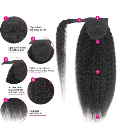 Ponytail Extension Human Hair Ponytail Kinky Straight Wrap Around Ponytail Extensions Brazilian Remy Hair Yaki Pony Tail Hairpiece Clip In Ponytail Extensions Ponytail Hair Extension(20inches 100g) - Buy Online on GoSupps.com