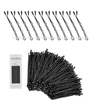 Enselling Hair Grips Pack of 50-5.5cm - Crimped Blonde Bobby Pins for Women Girls and Hairdressing Salons -Perfect for Thick Thin & Curly Hair Styling (Black)