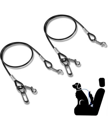 Yaodhaod Dog Seat Belt - Steel Wire Bite-Resistant Safety Belt for Dogs & Cats | 40cm 2PCs Black - Secure Your Pet in the Car - Buy Online on GoSupps.com