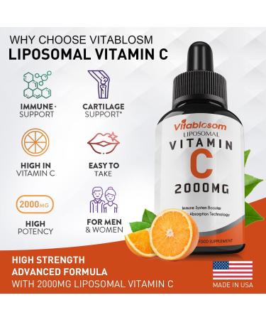 High Absorption Liposomal Vitamin C 2000mg Liquid - Immune System & Antioxidant Support - 2 Bottles - 60ML (2.02 Fl Oz) Each - Buy Online on GoSupps.com