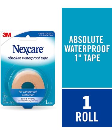 Nexcare Absolute Waterproof First Aid Tape - 1in x 5yds - Strong Adhesive for Water Activities & Exercise - 1 Roll - Buy Online on GoSupps.com