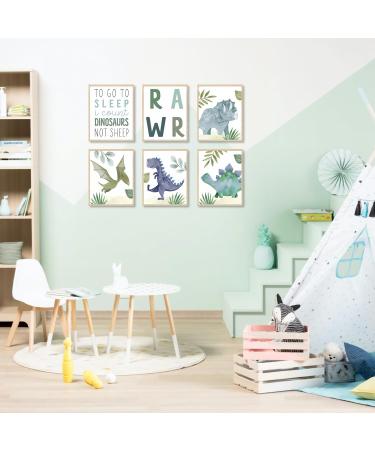 Shop Dazallewall Abstract Dinosaur Wall Art - Cartoon Watercolor Canvas Prints for Boys' Room Decor | Set of 6 (20x25 cm Unframed) - Buy Online on GoSupps.com