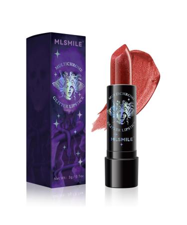 Glitter Lipstick Pearlized Shimmering Metallic Lip Color Moisturizing and Nourishing Formula Long Lasting/Waterproof and Smudgeproof Bold Shimmering Lip Makeup (04#Rose)