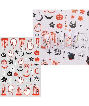 JMEOWIO 9 Sheets Halloween Nail Art Stickers Decals Self-Adhesive Green Ghost Pumpkin Nail Supplies Nail Art Design Decoration Accessories - Buy Online on GoSupps.com