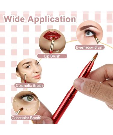 Simarro 2Pcs Retractable Lip Brush Set - Double-Ended Travel Makeup Tool for Lipstick & Gloss - Portable and Cover Included - Ideal for Women and Girls (Pink+Red) - Buy Online on GoSupps.com