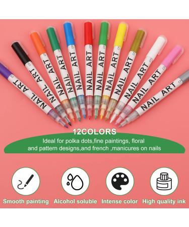 12Pcs 3D Nail Art Pens Set | Gel Nail Drawing Pens for DIY Painting Nails | Manicure Polish Tools for Women and Girls - Buy Online on GoSupps.com