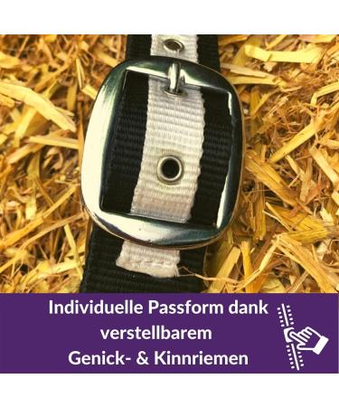 Premium Cold Blood Horse Halter | Adjustable XXFull Stable Halter with 2 Chin Straps - Black & White - Buy Online on GoSupps.com