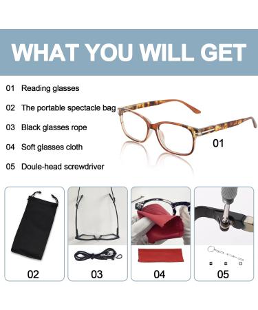 OCCI CHIARI Square Reading Glasses for Men & Women - Lightweight & Comfortable 5.0x Brown Readers - Buy Online on GoSupps.com