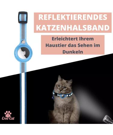 Croc-Cat Airtag Cat Neck Band - Safe Stylish Collar for Kittens & Small Dogs | Compatible with Apple Airtag | Anti-Strangulation Safety Buckle | Red - Buy Online on GoSupps.com