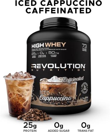 Revolution Nutrition High Whey Protein Powder Whey Isolate Gluten Free Lean Muscle Mass For Men & Women 25g of Protein Per Scoup 2.7kg 73 Servings (Caffeinated Iced Cappuccino 6 Pound) Caffeinated Iced Cappuccino 6 Pound - Buy Online on GoSupps.com