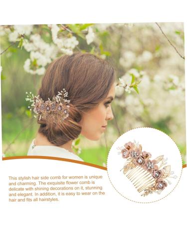 Angoily Bridal Comb Bridal Accessories Hairpins Grips Barrettes Rhinestone for Hair Flowers Decoration Hair Insert Comb Hair Jewels for Women Fabric Hair up Tricolor Pink Women's - Buy Online on GoSupps.com