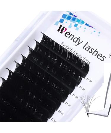 Easy fan lashes 0.07 Self-fan eyelet extensions for volume technology CC Curl eyelash extension 14-20mm pimple texts Volume eyelashes Self-fan Easy fan eyelashes (0.07-cc-mix14-20)
