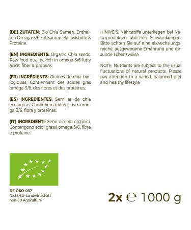 GreatVita Organic Chia Seeds - Natural Non-GMO 2 kg (2 x 1000g) - Premium Superfood for Health & Wellness - Buy Online on GoSupps.com