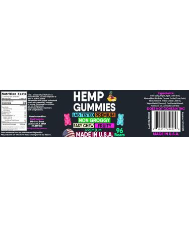 Hemp Gummies Calm Sleep Relaxing Night Support Hemp Oil Infused Edibles-96 Made in USA Bears - Buy Online on GoSupps.com