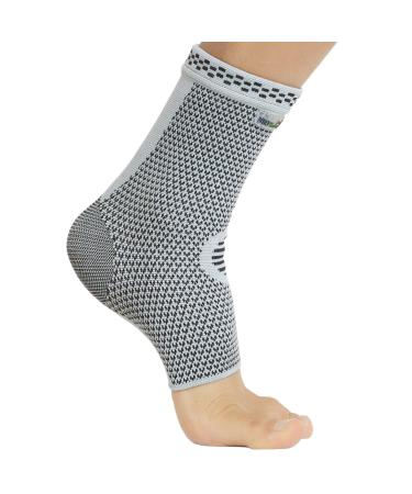 Neotech Care Ankle Support Sleeve - Bamboo Fiber Knitted Fabric - Light Elastic & Breathable - Medium Compression - Sports Exercise Gym - Right or Left Foot Men Women - Grey (Size S 1 Unit) S 1 - Buy Online on GoSupps.com