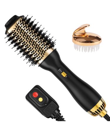 4-in-1 Hot Air Brush with Oval Barrel - Salon-Grade Styling Tool for All Hair Types Golden