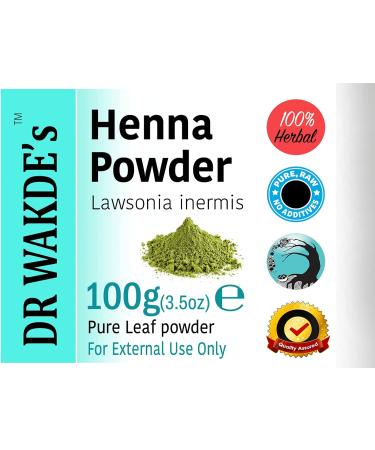 Dr. Wakde's 100g Henna Powder (Mehendi) - Pure Raw & Dried | Ayurvedic Herb | Vegan - Buy Online on GoSupps.com