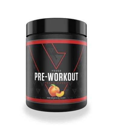 Vedge Nutrition Peach Mango Pre-Workout | Vegan Pre-Workout | Dairy Free, Soy Free, Non-GMO | Long Lasting Energy, No Crash | Caffeine, Citrulline Malate, Nitric Oxide Booster | 40 Servings