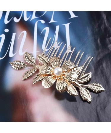 Yheakne Boho Flower Pearl Hair Comb Gold Pearl Wedding Hair Comb Barrette Metal Leaf Comb Headpieces Decorative Headwear Branch Leaf Hair Piece Wedding Hair Accessories for Women and Girls Gifts - Buy Online on GoSupps.com