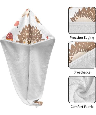 Super Absorbent Brown Hedgehog Mushroom Hair Towels 2 Pack - Quick Dry Turbans for Women & Girls - Buy Online on GoSupps.com