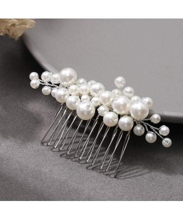 Ushiny Pearl Bride Wedding Hair Comb | Silver Headpiece & Bridal Accessories for Women & Girls - Shop Now! - Buy Online on GoSupps.com