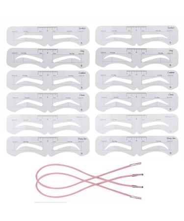 12 Pieces Reusable Eyebrow Stencil  Eyebrow Template with Elastic Band for Beginners(6 Styles) eyebrow distance 2.0cm