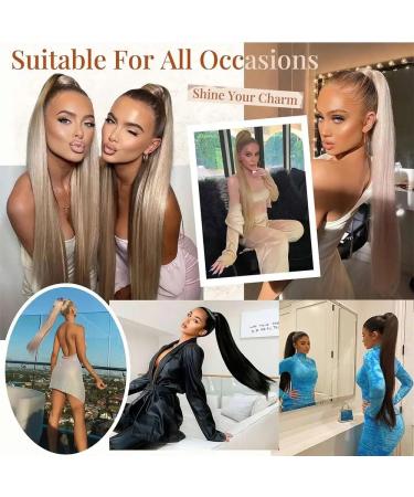 60cm Long Straight Black Ponytail Hairpiece | Synthetic Hair Extension for Women & Girls - Buy Online on GoSupps.com