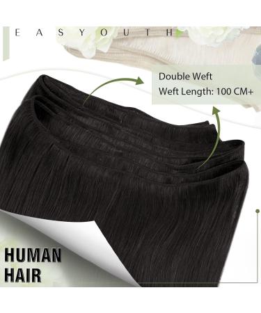 Easyouth 14 Jet Black Double Weft Human Hair Extensions - Remy Sew-in Weft Extensions - Buy Online on GoSupps.com