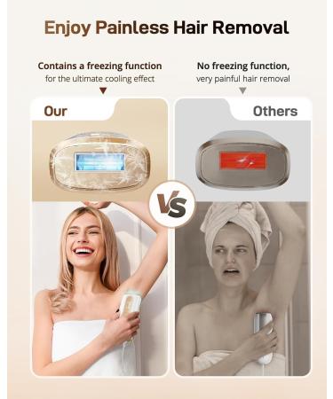 AMOTAOS IPL Laser Hair Removal Device - At-Home Ice-Cooling Safe Epilator for Women & Men | Effective Hair Removal for Face Armpits Arms Bikini Line Legs Whole Body - White-Gold - Buy Online on GoSupps.com