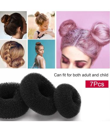 Donut Hair Bun Set - 7 Pcs (4 Sizes) with 10 Elastic Bands & 20 Clips - Perfect for Stylish Hairdos | International Shipping - Buy Online on GoSupps.com