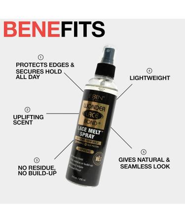 EBIN NEW YORK Wonder Lace Bond Lace Melt Spray - Extreme Firm Hold (Supreme) | Flawless Natural and Seamleass finish No Reside Long Lasting Formula with Protecting Edges Perfect for wigs 3pack 1.13 Fl Oz (Pack of 3) Supreme - Buy Online on GoSupps.com