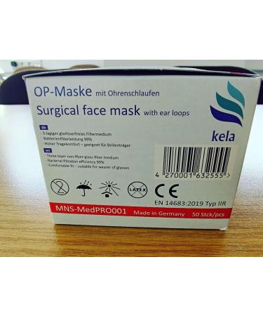 Kela OP Mask - 100x Medical Masks Blue | Made in Germany | Oeko-Tex Certified | Premium MNS Type IIR Disposable Respiratory Protection - Buy Online on GoSupps.com