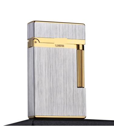 Kerosene/Butane Brushed Metal Copper Lighter Classic Vintage Lighter Side Slide Lgnition Steel Tone Trench Lighter for Men Dad Husband Gift Collect(Fuel Not Included)(B Butane)