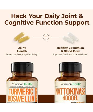 Boswellia Turmeric Curcumin Supplement + Nattokinase Supplement Bundle Supports Joint & Heart Health Healthy Circulation & Smooth Flow with Ginger Organic Turmeric Powder & Nattokinase 4000FU - Buy Online on GoSupps.com