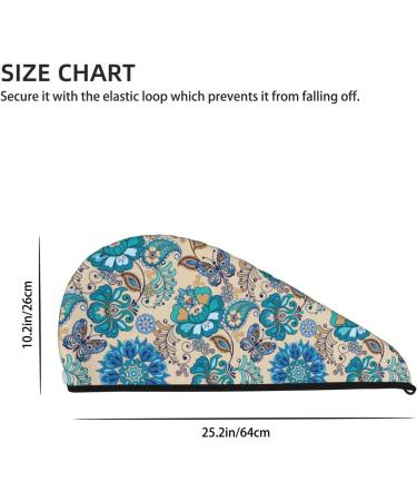 Vintage Floral Butterflies Hair Towel Wrap - Quick-Dry Hair Turban with Button for Effortless Styling - Buy Online on GoSupps.com