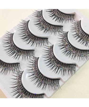 YOXIER Super Soft False Eyelashes Girls 5 Pairs/set Glitter Sequins Dramatic 3d Wispy Curly Fluffy Reusable Women Fake Lashes Stage Performance Party Makeup Black - Buy Online on GoSupps.com