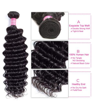 12A Brazillian Deep Wave Human Hair Bundle - 24 Inch | Unprocessed Virgin Hair | Natural Color - 100g/bundle - Buy Online on GoSupps.com