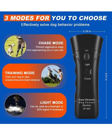 Anti Barking Device - Bark Begone - Ultrasonic Dog Barking Deterrent & 3 in 1 Bark Control Tool Pet Training Device Handheld Trainer Stop Barking & Repellent Indoor Outdoor (Black) Black-AA - Buy Online on GoSupps.com