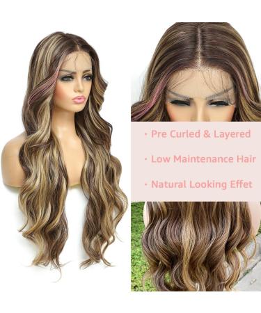 X-Tress 28 Highlight Moneypiece Balayage Hair Wig for Women - HD Lace Front, Natural Looking Soft Synthetic Wig in Highlight Pink - Buy Online on GoSupps.com