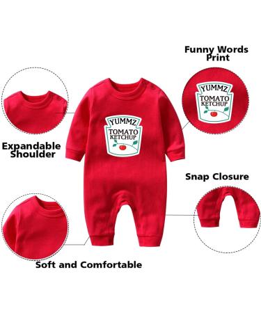 Culbutomind Baby Twins Bodysuit | Ketchup Mustard Newborn Outfits | Unisex Romper | Infant Jumpsuit | Multicolored | 3-9 Months - Buy Online on GoSupps.com