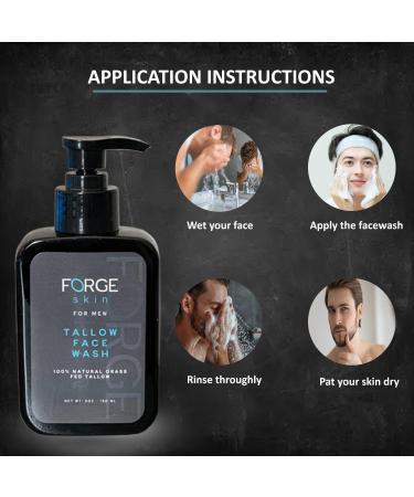 Forge Tallow Face Wash - Nourishing & Hydrating Facial Cleanser for All Skin Types | 150 mL Anti-Aging Acne Control & Pore Minimizer for Men & Women - Buy Online on GoSupps.com