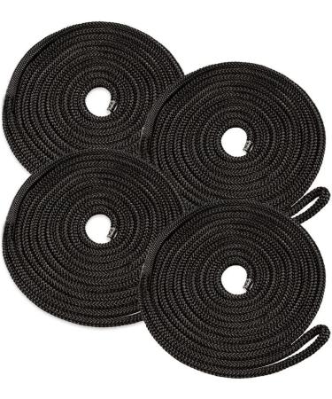 CDC Cargo 4 Pack 3/8 x 15' Marine-Grade Boat Dock Lines - Black Double-Braided Nylon Docking Line for Boats - Buy Online on GoSupps.com