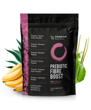 CleanLeaf Nutrition Prebiotic Fibre Boost - High-Fiber Supplement with Psyllium Husk Powder and Organic Inulin - Soluble Fibre for Gut Health