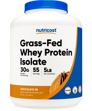 Nutricost Grass-Fed Whey Protein Isolate (Chocolate Peanut Butter 5LBS) - Non-GMO Gluten Free