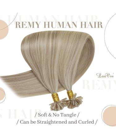 LAAVOO Bonding Extensions - Real Hair U Tips Hot Fusion 35cm Goldblond & Medium Blond Highlights - Keratin Bonded 1g/S 50g #16/22 - Buy Online on GoSupps.com