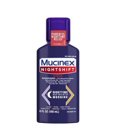 MUCINEX Nightshift Sinus 6 fl. oz. Relieves Fever, Sore Throat, Runny Nose, Sneezing, Nasal Congestion, and Controls Cough