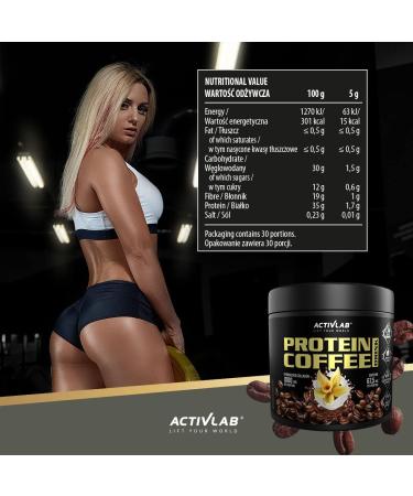 Buy ActivLab Protein Coffee Drink 150g - Instant Vanilla Coffee with Hydrolyzed Collagen | 30 Servings 1000mg Collagen 67.5mg Caffeine | Perfect for International Shipping - Buy Online on GoSupps.com