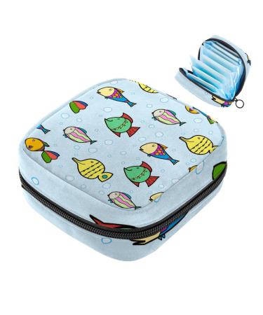 Women's binding bags Cute fish pattern women's tampon bag tampon storage bags zip pockets menstrual tied bags multi02